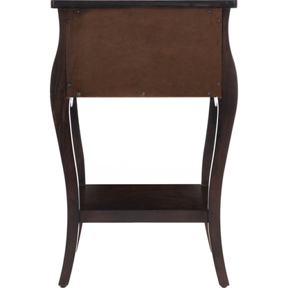 Rochelle Night Stand by Butler Specialty Company in dark brown and chocolate. Made from mahogany wood veneers, mdf, plywood, hardware: iron, antiqued dark finish in a traditional style.