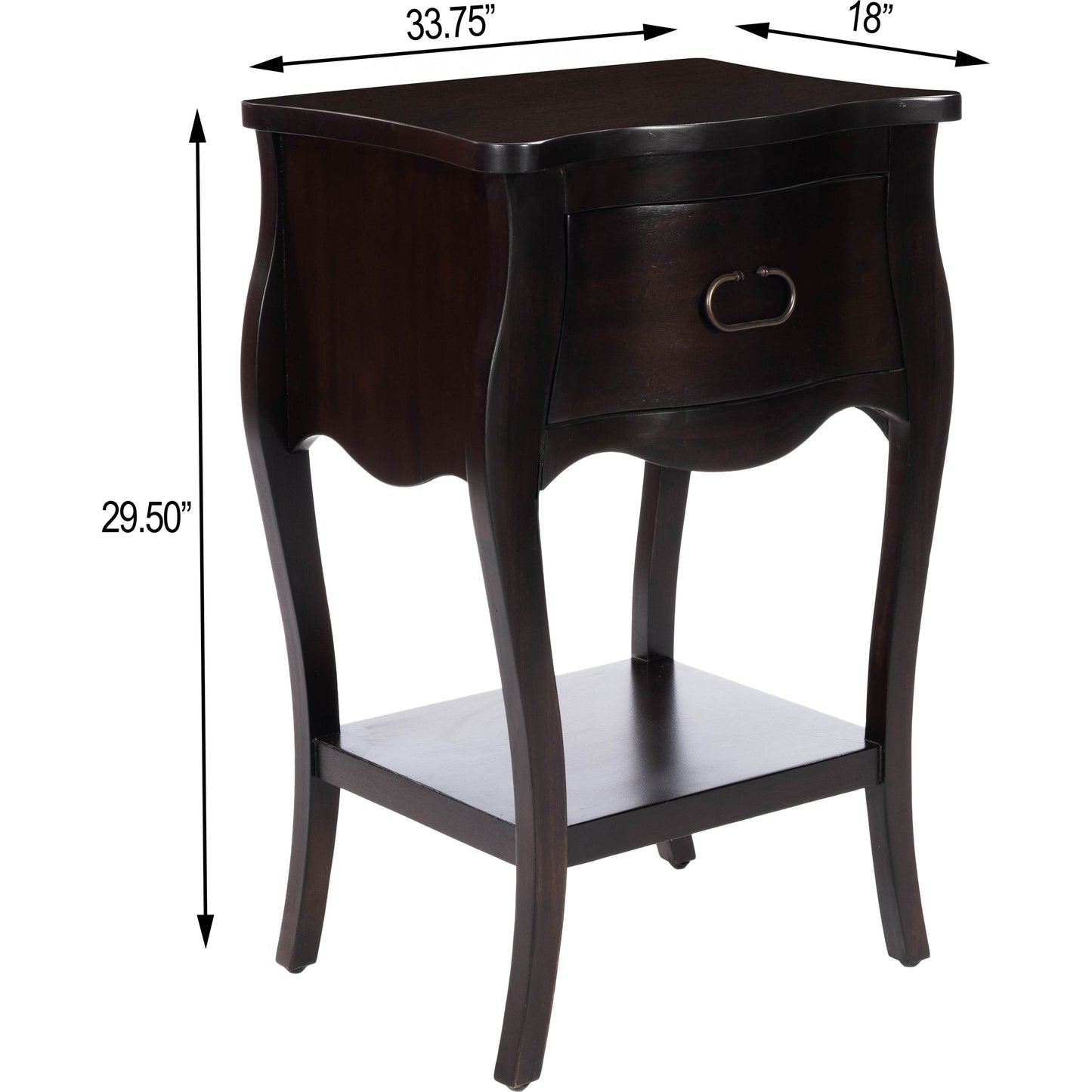 006 SR-770504 | Additional Silo | Rochelle Night Stand by Butler Specialty Company in dark brown and chocolate. Made from mahogany wood veneers, mdf, plywood, hardware: iron, antiqued dark finish in a traditional style.