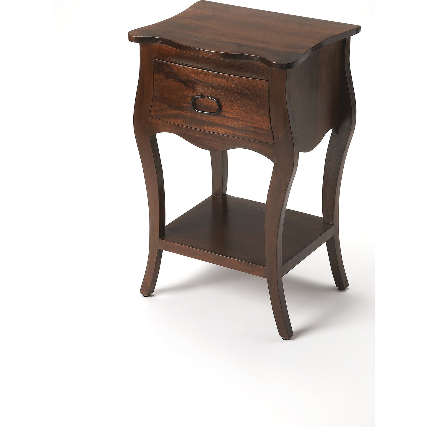 002 O-BUTLER-9308342 | Additional Silo | Rochelle Nightstand by Butler Specialty Company in dark brown and antique walnut. Made from mango wood solids, mdf in a traditional style.