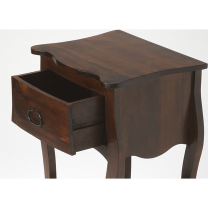 Rochelle Nightstand by Butler Specialty Company in dark brown and antique walnut. Made from mango wood solids, mdf in a traditional style.