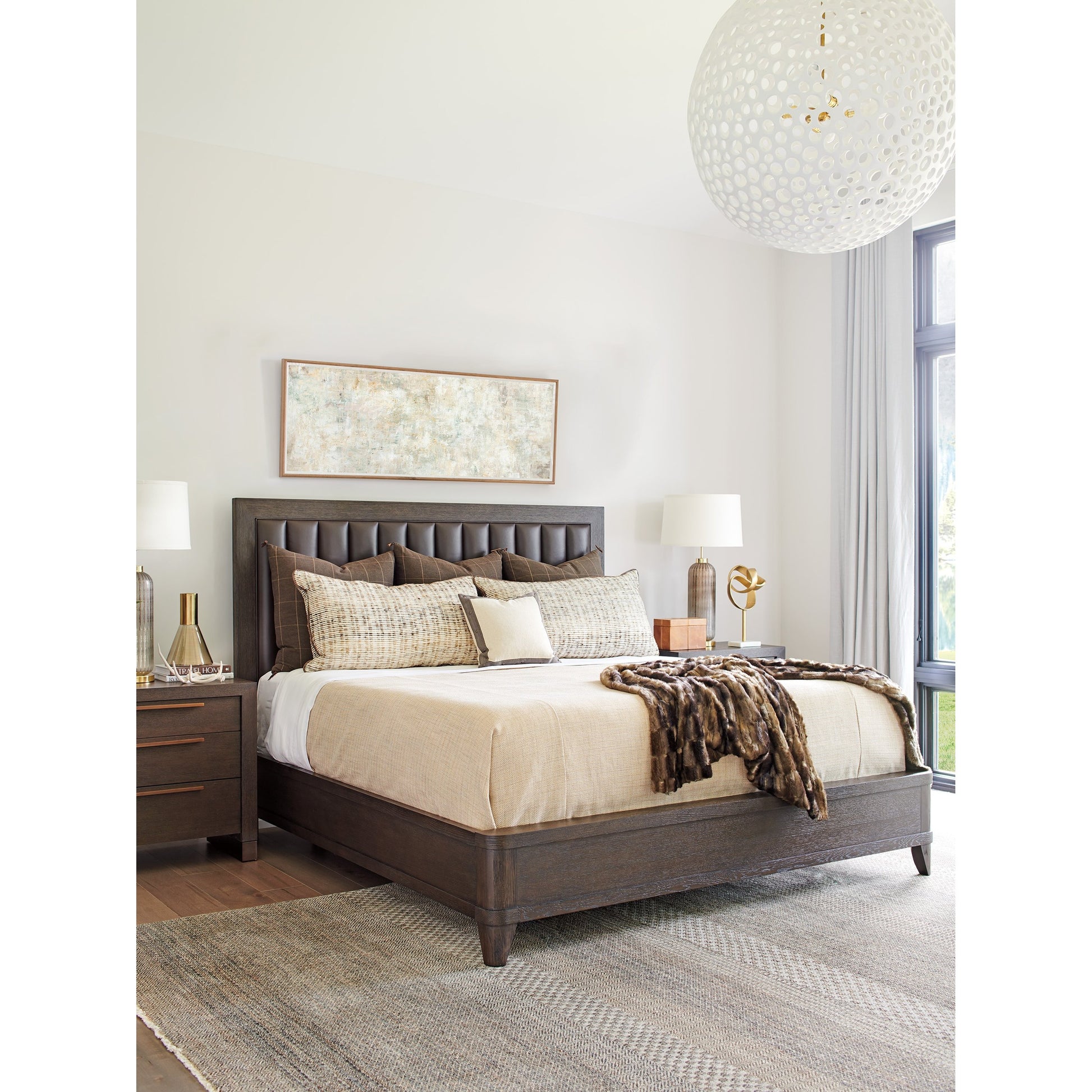 Talisker Bed by Lexington in dark mocha. Made from unique in a transitional style.
