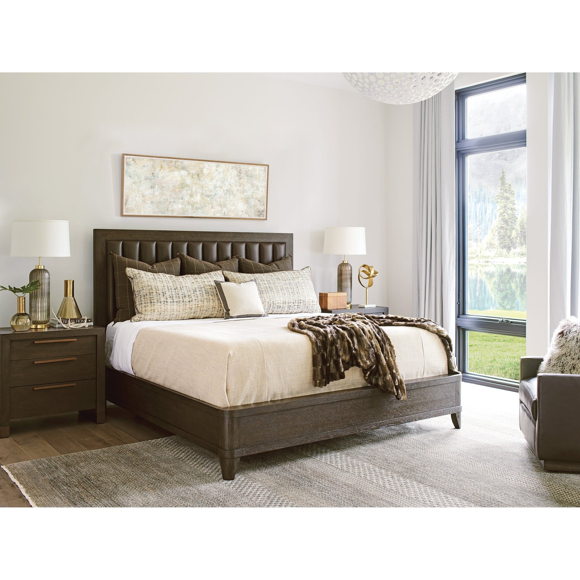 Talisker Bed by Lexington in dark mocha. Made from unique in a transitional style.