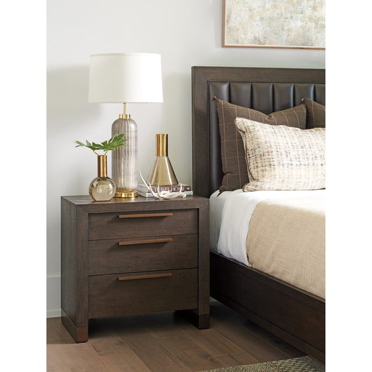 Jordanelle Nightstand by Lexington in dark mocha. Made from unique in a modern style.