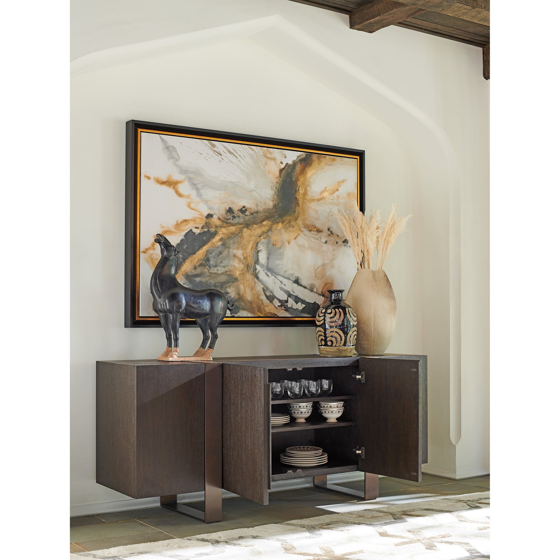 Stein Buffet by Lexington in dark mocha. Made from unique in a modern style.