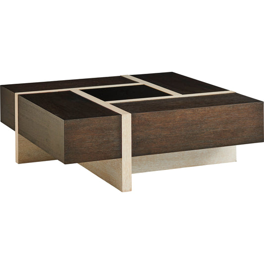 Solace Square Cocktail Table by Lexington in dark mocha canyon, light monterey. Made from unique in a modern style.