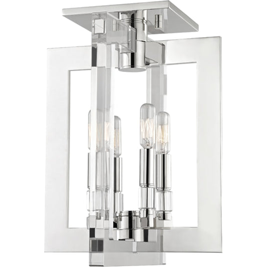 Wellington Flush Mount by Hudson Valley in polished nickel. Made from brass in a modern style.