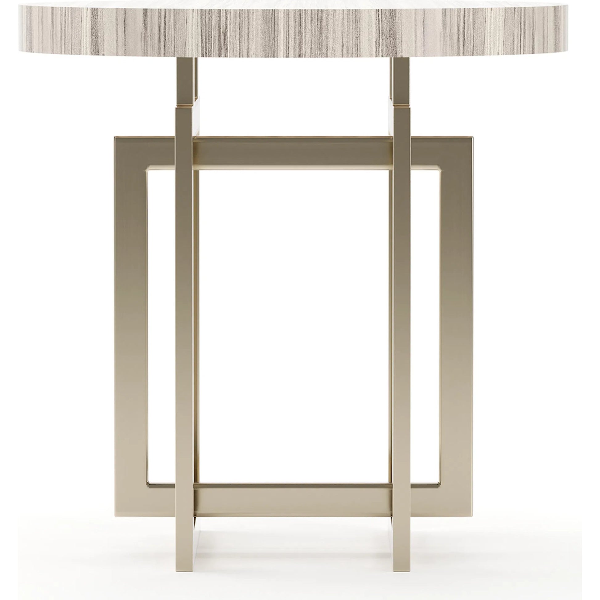 Wish You Were Here Round Side Table by Caracole in gold and whisper of gold. Made from stone in a modern style.