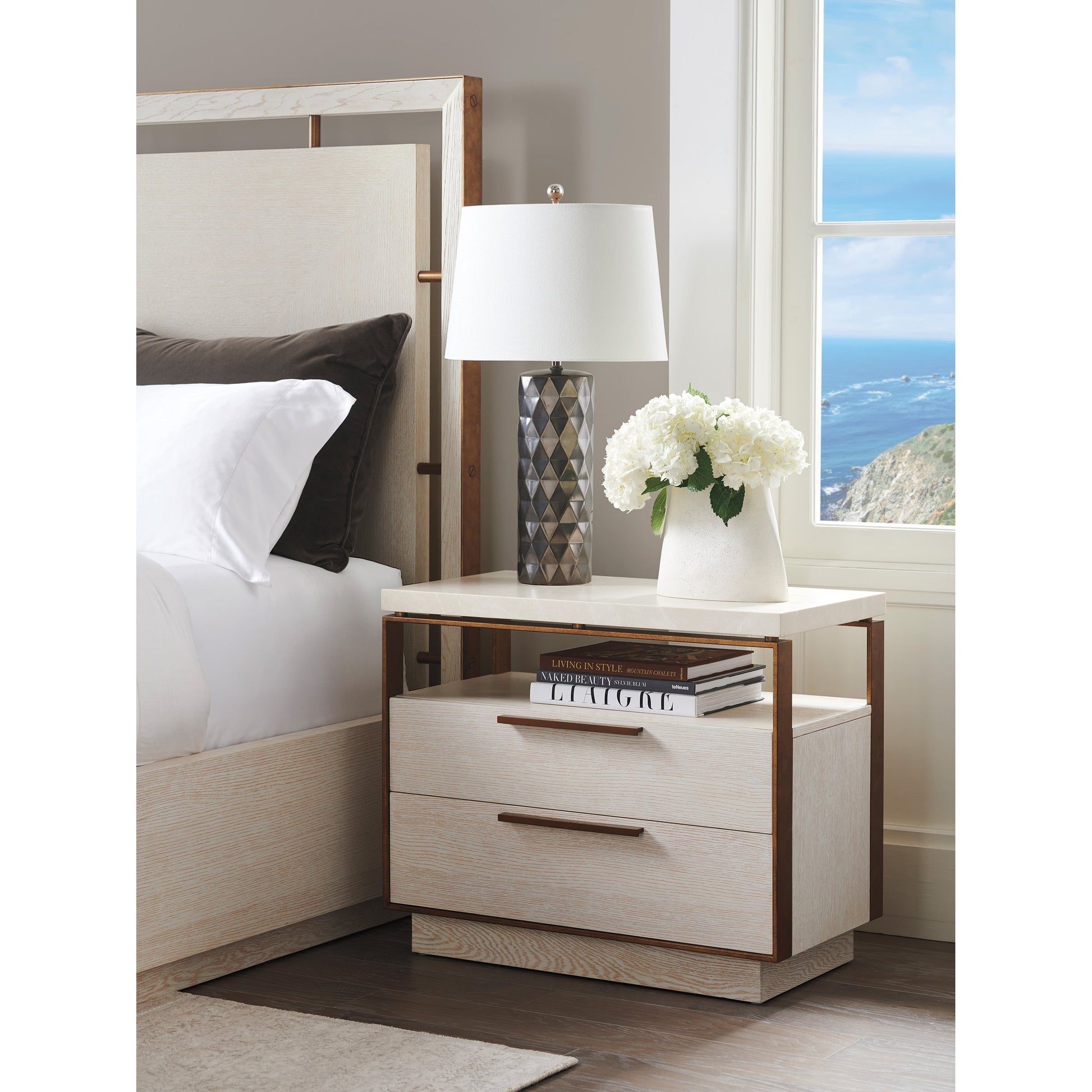 Malpaso Bachelors Chest by Lexington in winter white. Made from unique in a transitional style.