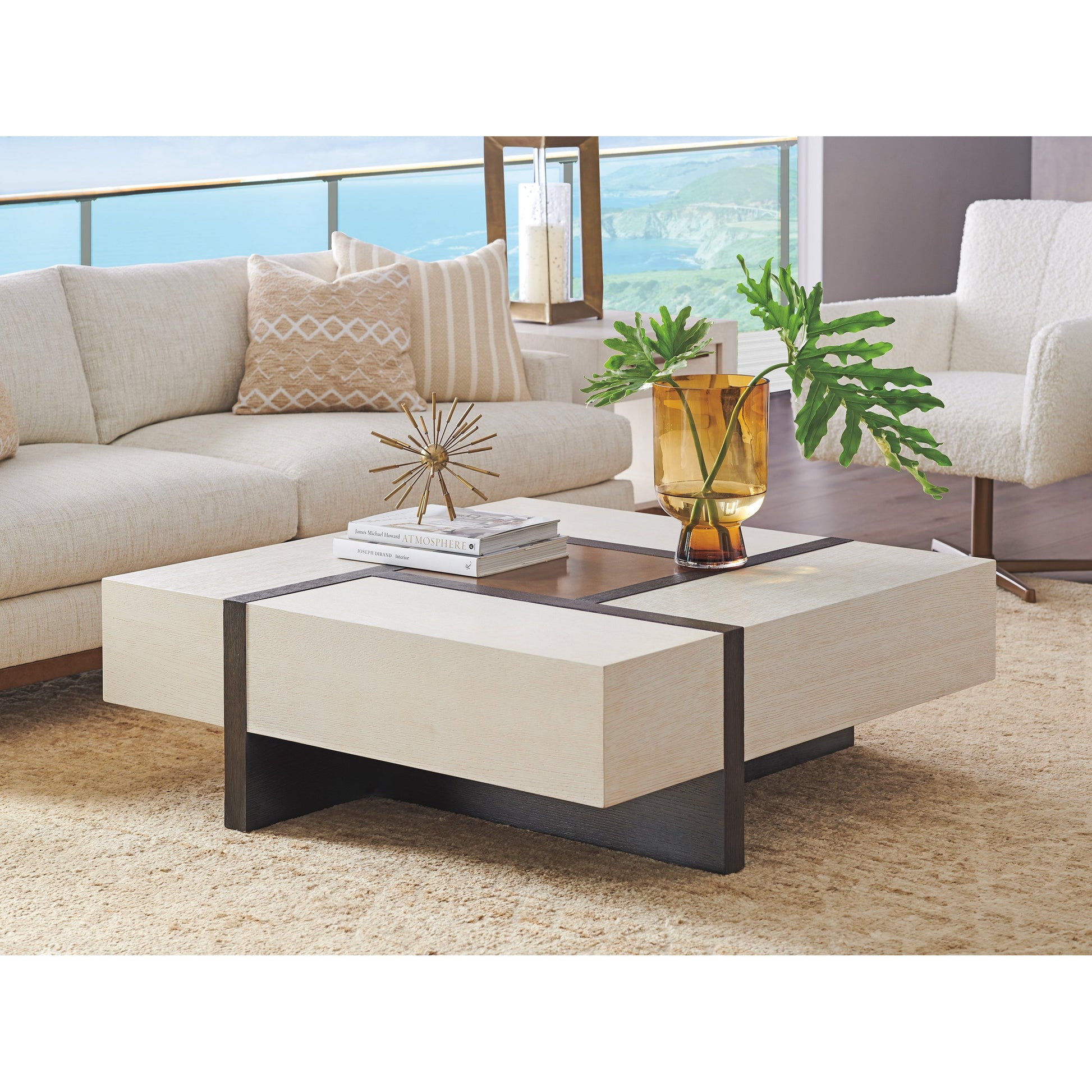 Links Square Cocktail Table by Barclay Butera in winter white, dark mocha. Made from unique in a modern style.