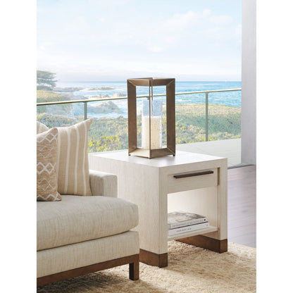Huckleberry End Table by Barclay Butera in winter white. Made from unique in a transitional style.