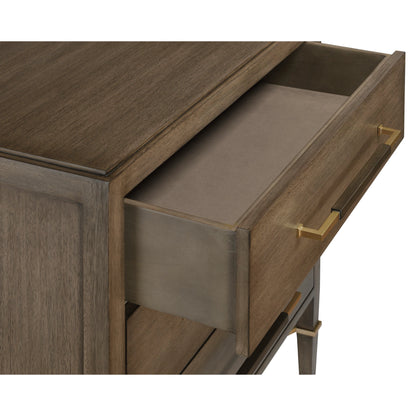 Verona Chanterelle Chest by Currey and Company in chanterelle, coffee, champagne. Made from mahogany, brass, iron in a transitional style.