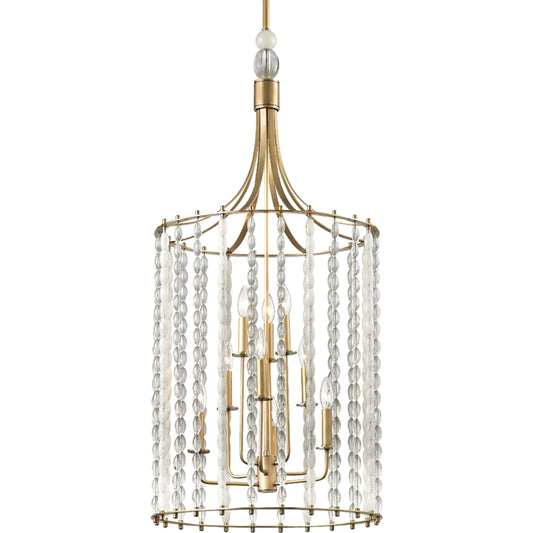 Whitestone Pendant by Hudson Valley in aged brass. Made from steel in a transitional style.