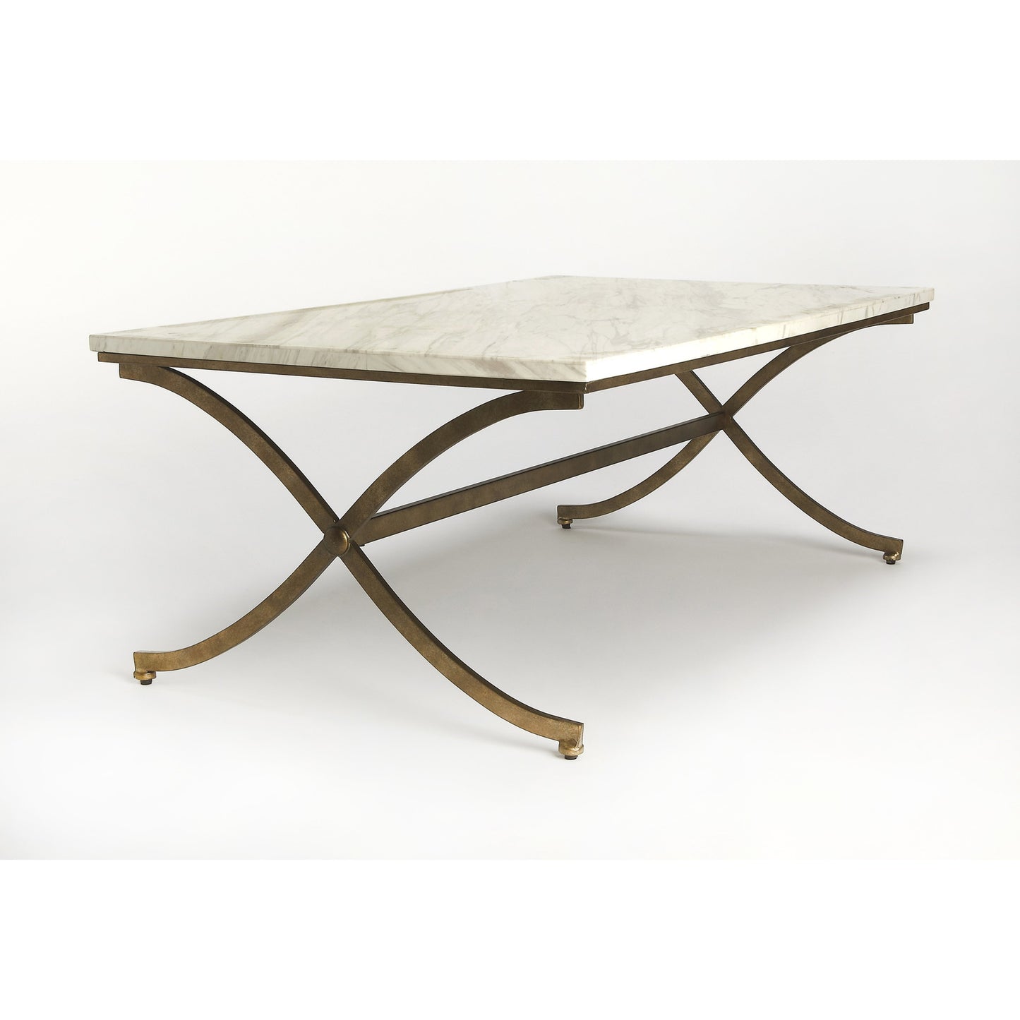 002 O-BUTLER-9322355 | Additional Silo | Pamina Travertine Cocktail Table by Butler Specialty Company in gold and antique gold. Made from travertine top: kala, metal in a modern style.
