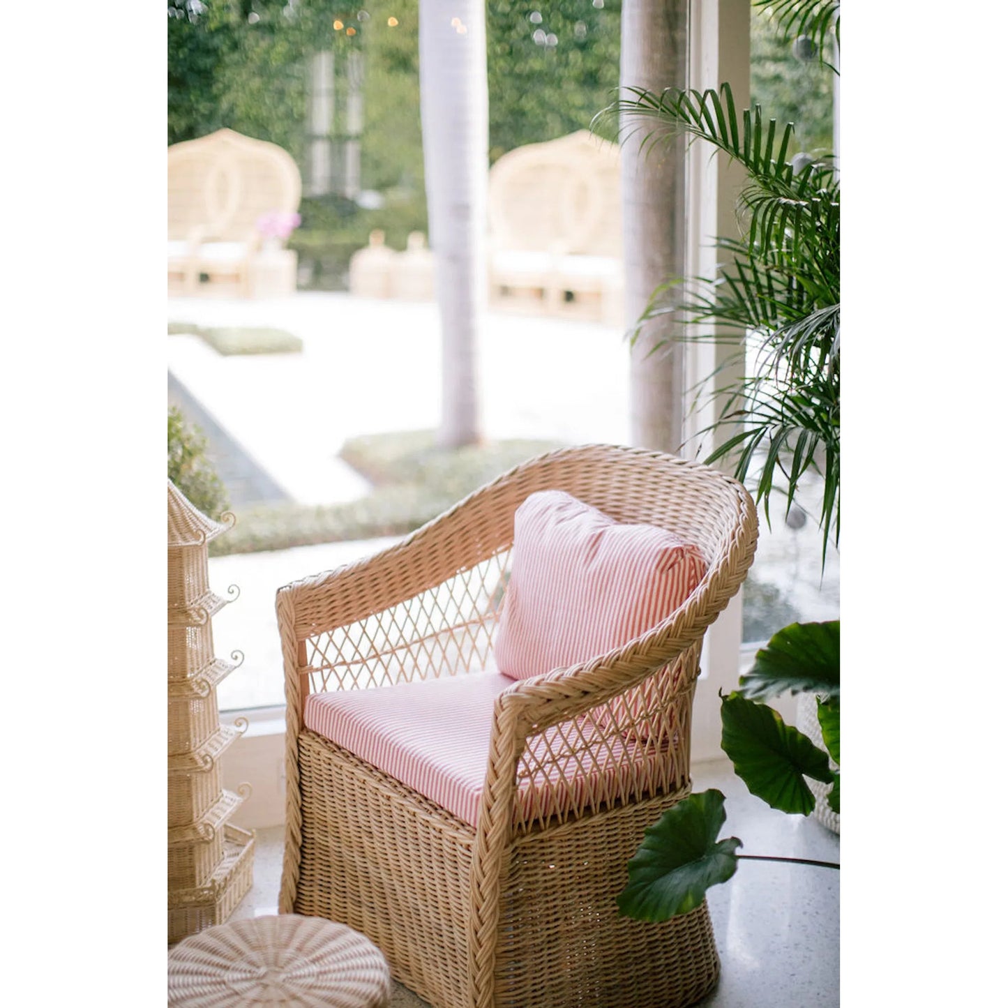 004 SI-2453027 | Lifestyle | Worth Chair by Chelsea House in tan. Made from natural rattan, fitrit rattan in a rustic style.