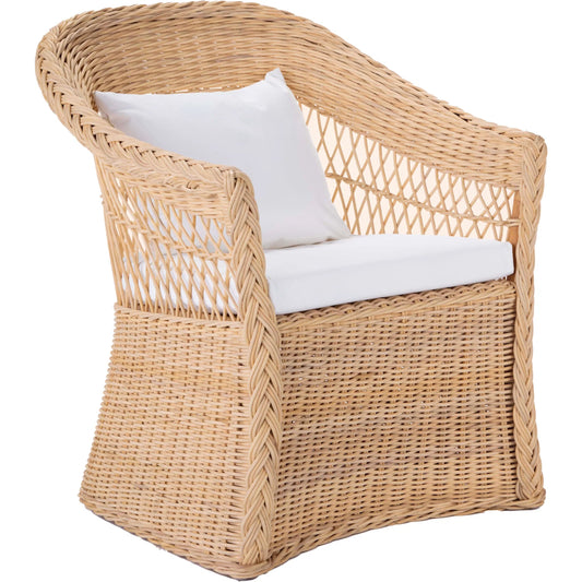 Worth Chair by Chelsea House in tan. Made from natural rattan, fitrit rattan in a rustic style.