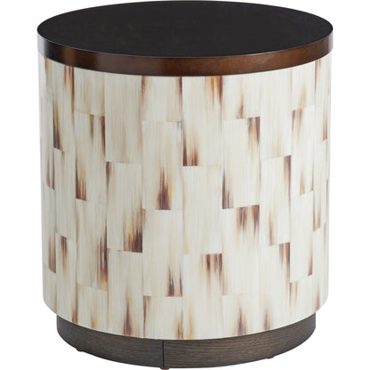 Crescent Commode End Table by Barclay Butera in burnished bronze. Made from unique in a rustic style.