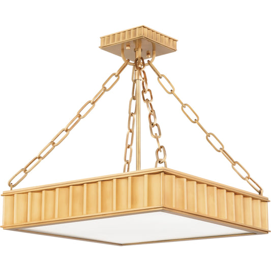 Middlebury Square Semi Flush by Hudson Valley in aged brass. Made from brass in a transitional style.