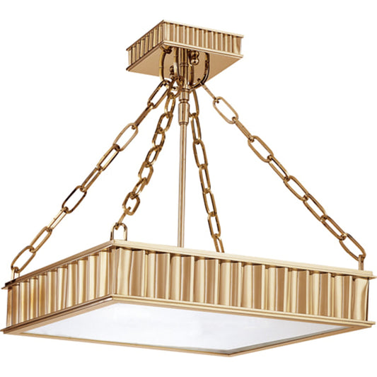 Middlebury Square Semi Flush by Hudson Valley in aged brass. Made from brass in a transitional style.