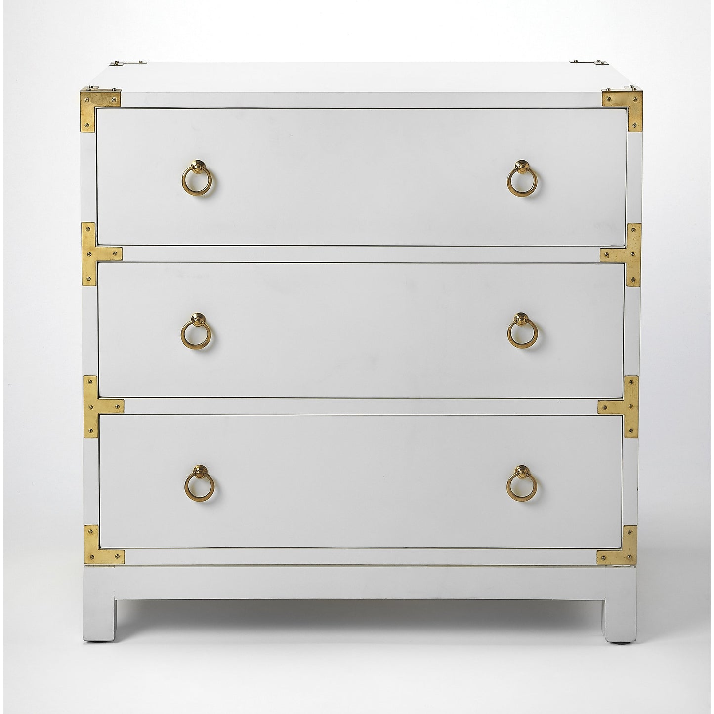 002 S-346236 | Additional Silo | Forster Chest by Butler Specialty Company in white and glossy white. Made from mango wood solids, mdf, polished gold finished hardware in a modern style.