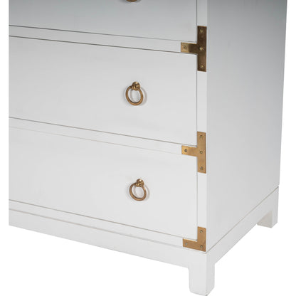 Forster Chest by Butler Specialty Company in white and glossy white. Made from mango wood solids, mdf, polished gold finished hardware in a modern style.