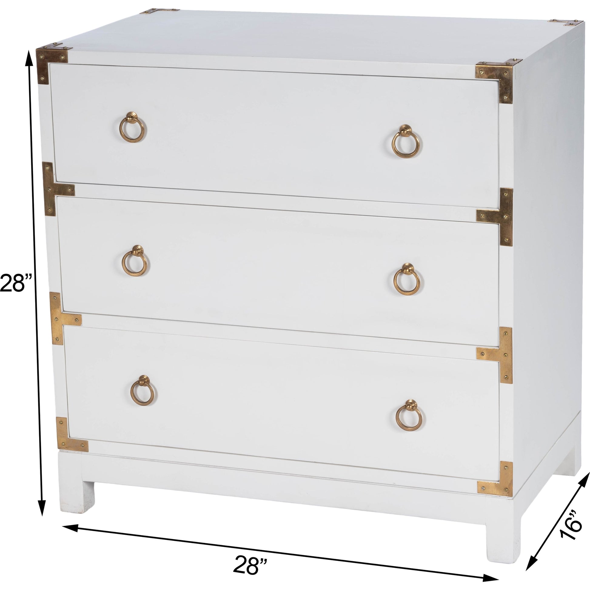 Forster Chest by Butler Specialty Company in white and glossy white. Made from mango wood solids, mdf, polished gold finished hardware in a modern style.