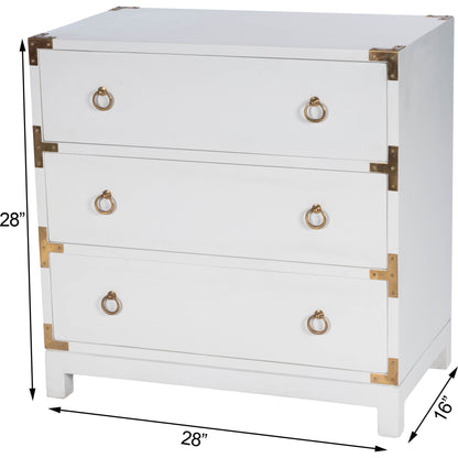 Forster Chest by Butler Specialty Company in white and glossy white. Made from mango wood solids, mdf, polished gold finished hardware in a modern style.