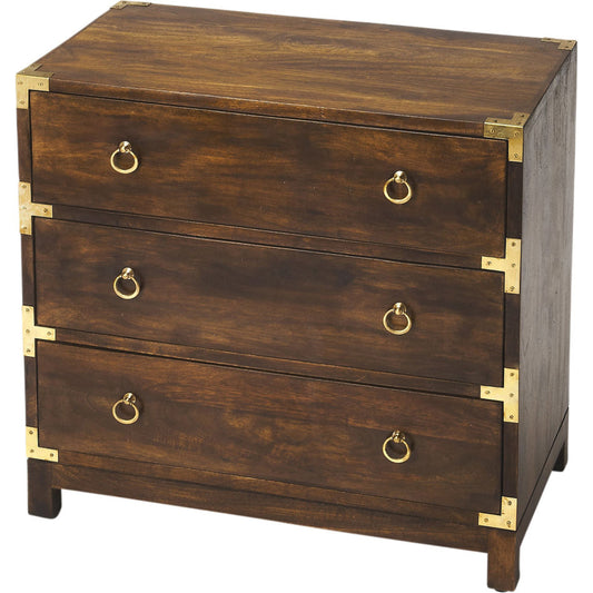 Forster Campaign Chest by Butler Specialty Company in dark brown and brown. Made from mango wood solids, mdf in a traditional style.