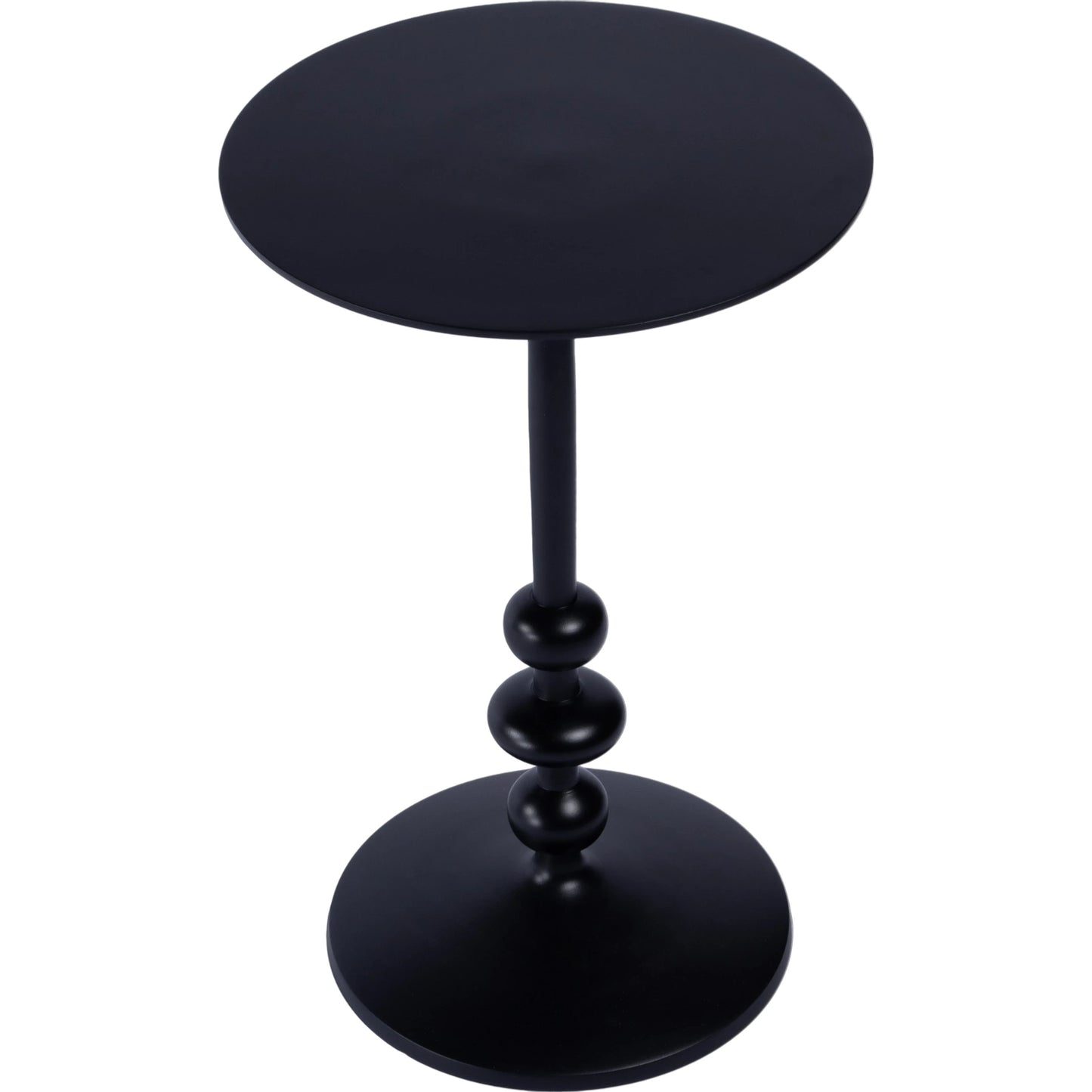 001 SI-2077879 | Primary Silo | Zora Distressed Iron Pedestal Side Table by Butler Specialty Company in black and metalworks. Made from aluminum in a modern style.