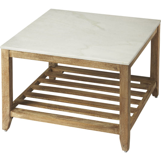 Brayden Marble Bunching Coffee Table by Butler Specialty Company in natural wood and natural mango. Made from marble, mango wood solids in a cottage & farmhouse style.