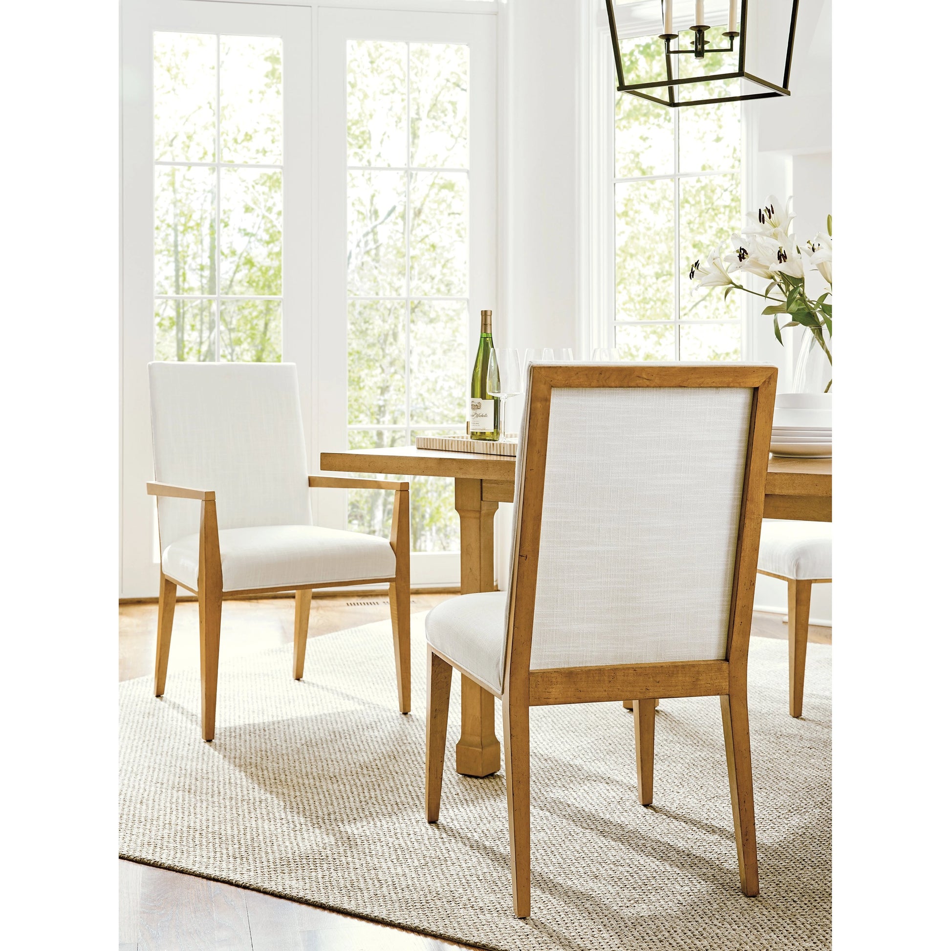 Mosaic Upholstered Arm Chair by Lexington in coastline white and table rock. Made from unique in a modern style.