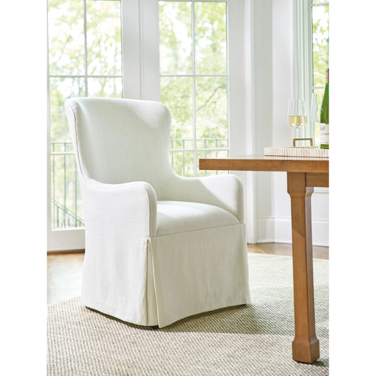 Aliso Upholstered Host Chair with Casters by Lexington in linen white and coastline. Made from unique in a transitional style.