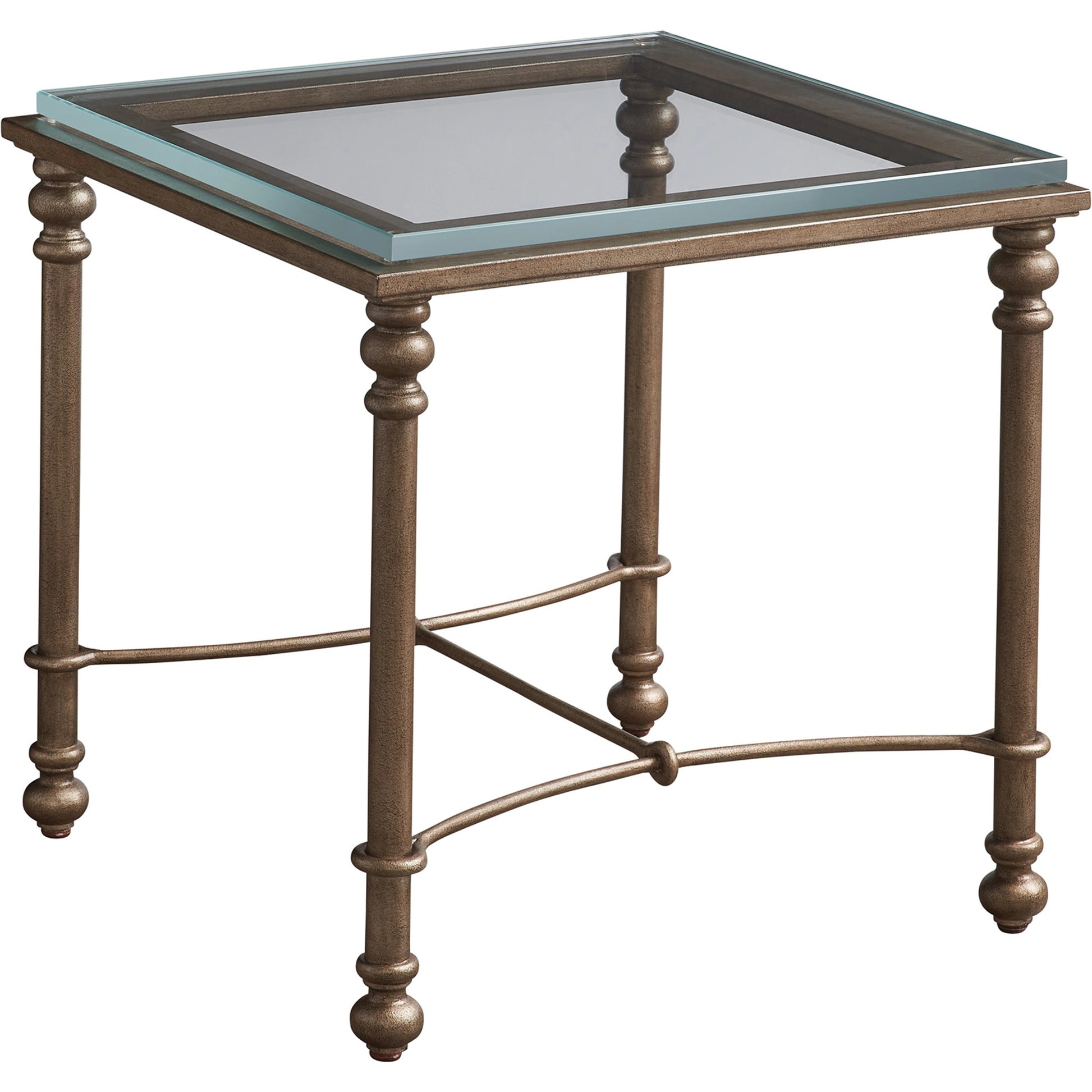 Bluff End Table by Lexington in burnished brass. Made from unique in a transitional style.