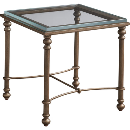 Bluff End Table by Lexington in burnished brass. Made from unique in a transitional style.