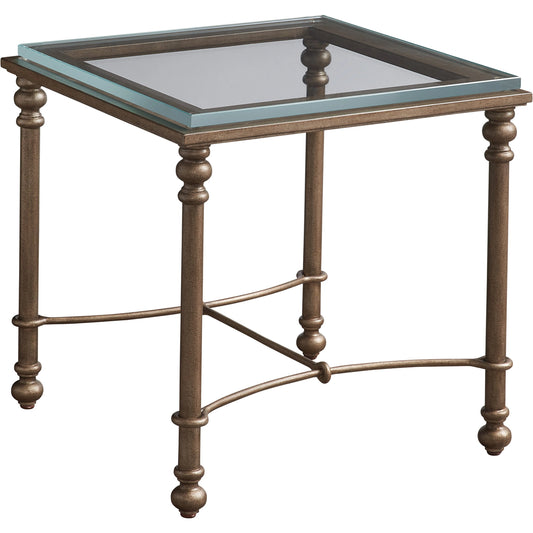 Bluff End Table by Lexington in burnished brass. Made from unique in a transitional style.