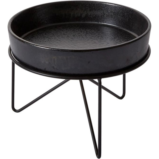 Encino Tray with Stand by Accent Decor in black. Made from ceramic in a modern style.