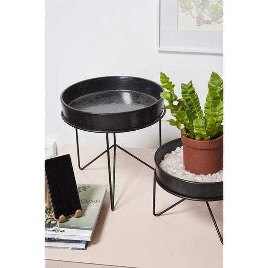 Encino Tray with Stand by Accent Decor in black. Made from ceramic in a modern style.