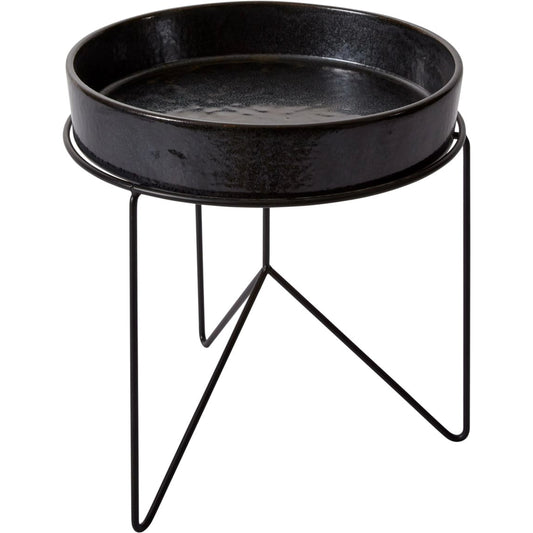 Encino Tray with Stand by Accent Decor in black. Made from ceramic in a modern style.