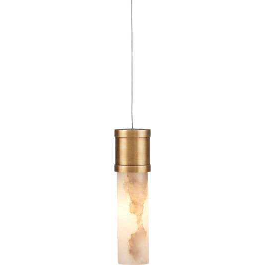 Cannula 1-Light Multi-Drop Pendant by Currey and Company in vintage brass, white, silver. Made from brass, alabaster in a modern style.