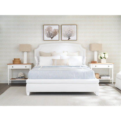 Avalon Upholstered Bed by Barclay Butera in white and fresh pearl. Made from unique in a transitional style.