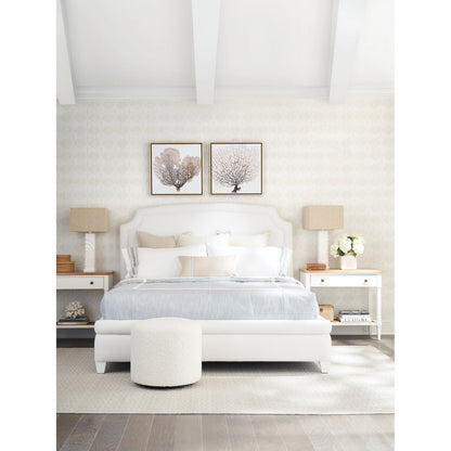 Avalon Upholstered Bed by Barclay Butera in white and fresh pearl. Made from unique in a transitional style.
