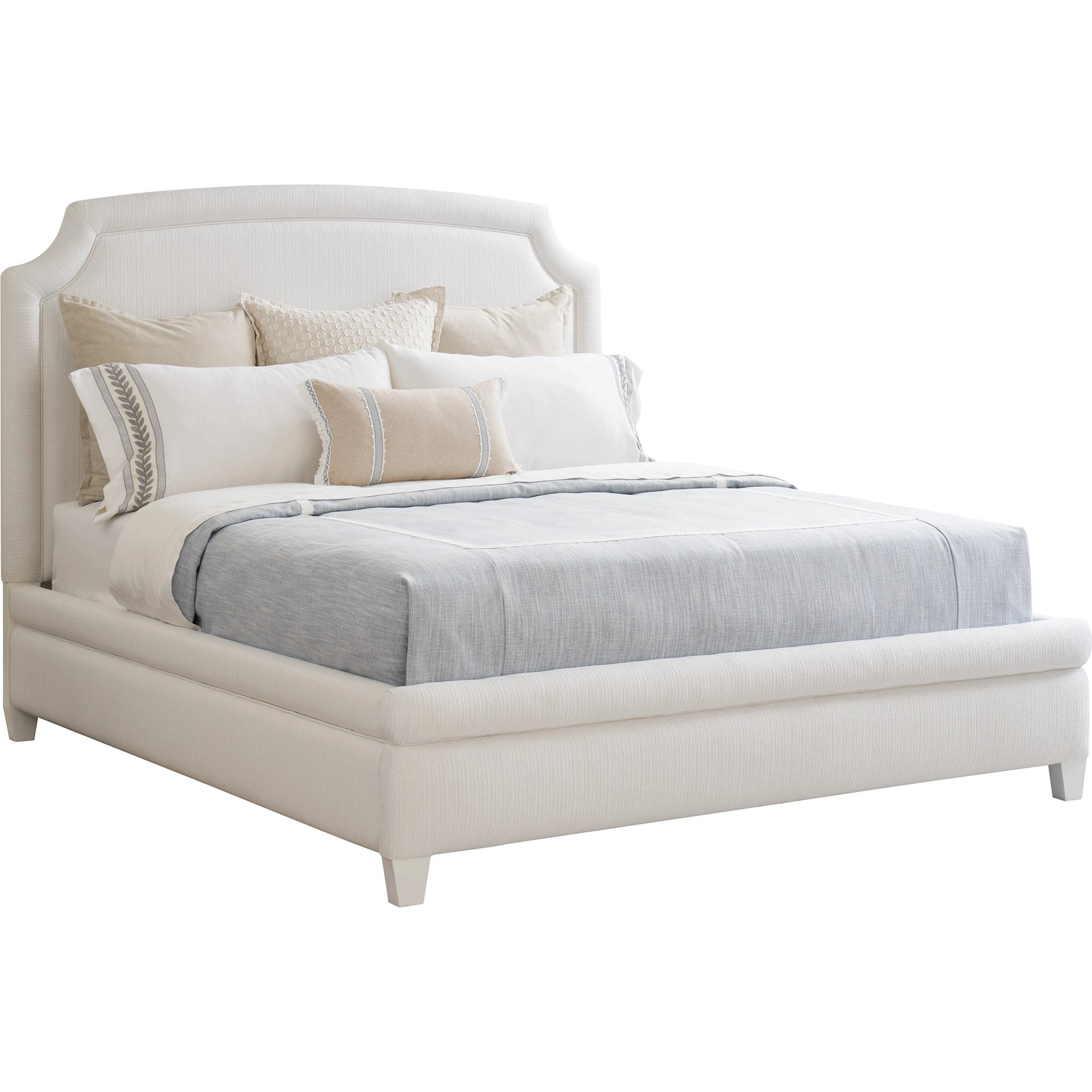 Avalon Upholstered Bed by Barclay Butera in white and fresh pearl. Made from unique in a transitional style.