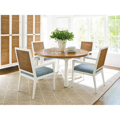 Smithcliff Pattern Woven Arm Chair by Barclay Butera in white tides. Made from unique in a cottage & farmhouse style.