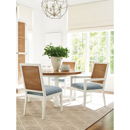 Smithcliff Pattern Woven Side Chair by Barclay Butera in white tides. Made from unique in a cottage & farmhouse style.