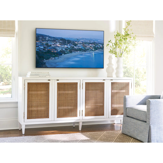 Bluebird Media Console by Lexington in white, brown and white tides, table rock. Made from unique in a cottage & farmhouse style.