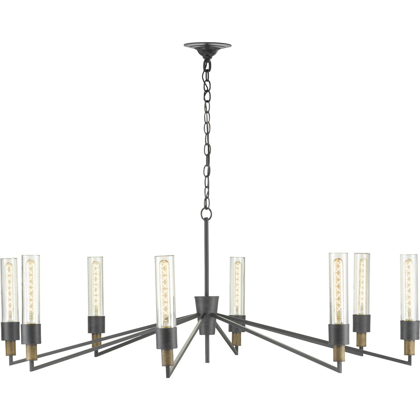 013 SR-823550 | Additional Silo | Delgado Chandelier by Currey and Company in antique black, reclaimed wood. Made from wrought iron, wood, recycled glass in a modern style.