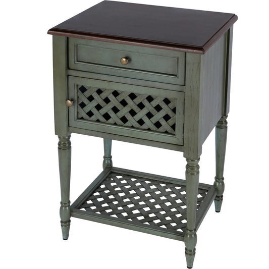 Chadway End Table by Butler Specialty Company in multi-color and rustic blue. Made from mahogany wood solids, mdf, mahogany veneer in a cottage & farmhouse style.