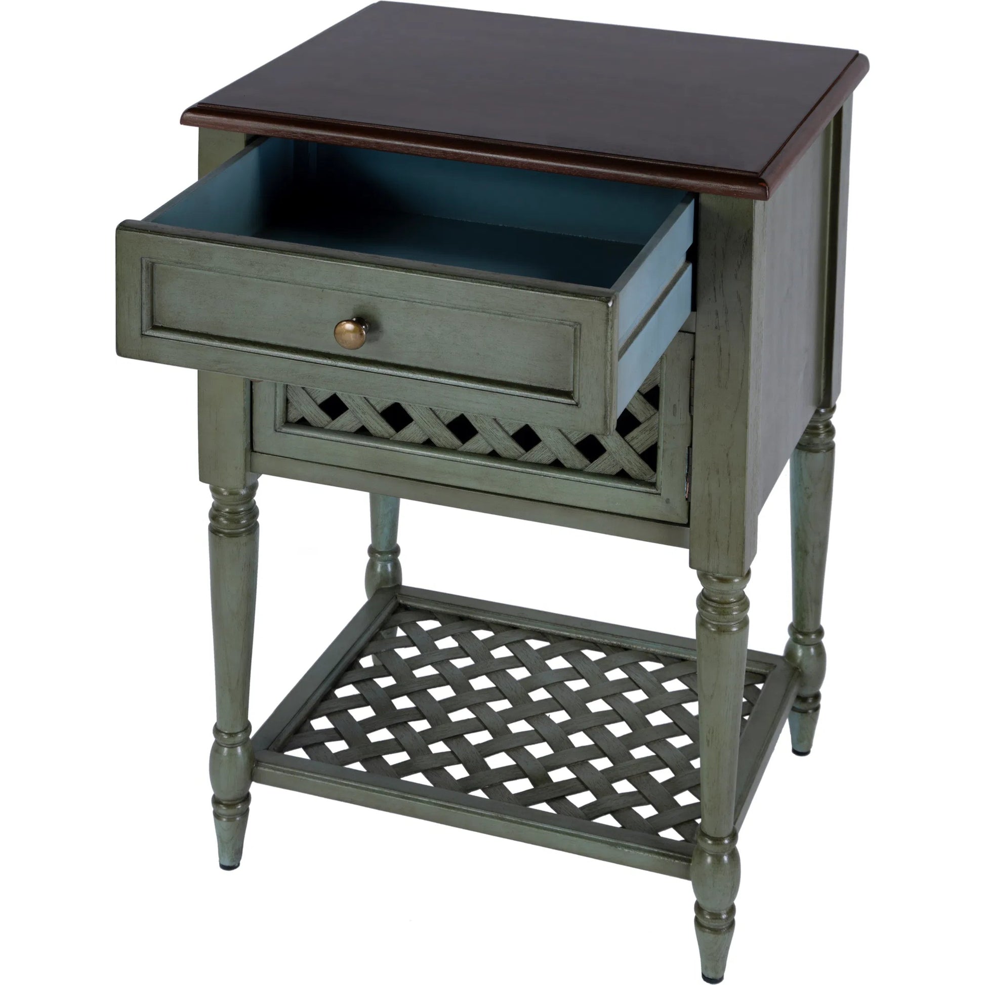 Chadway End Table by Butler Specialty Company in multi-color and rustic blue. Made from mahogany wood solids, mdf, mahogany veneer in a cottage & farmhouse style.