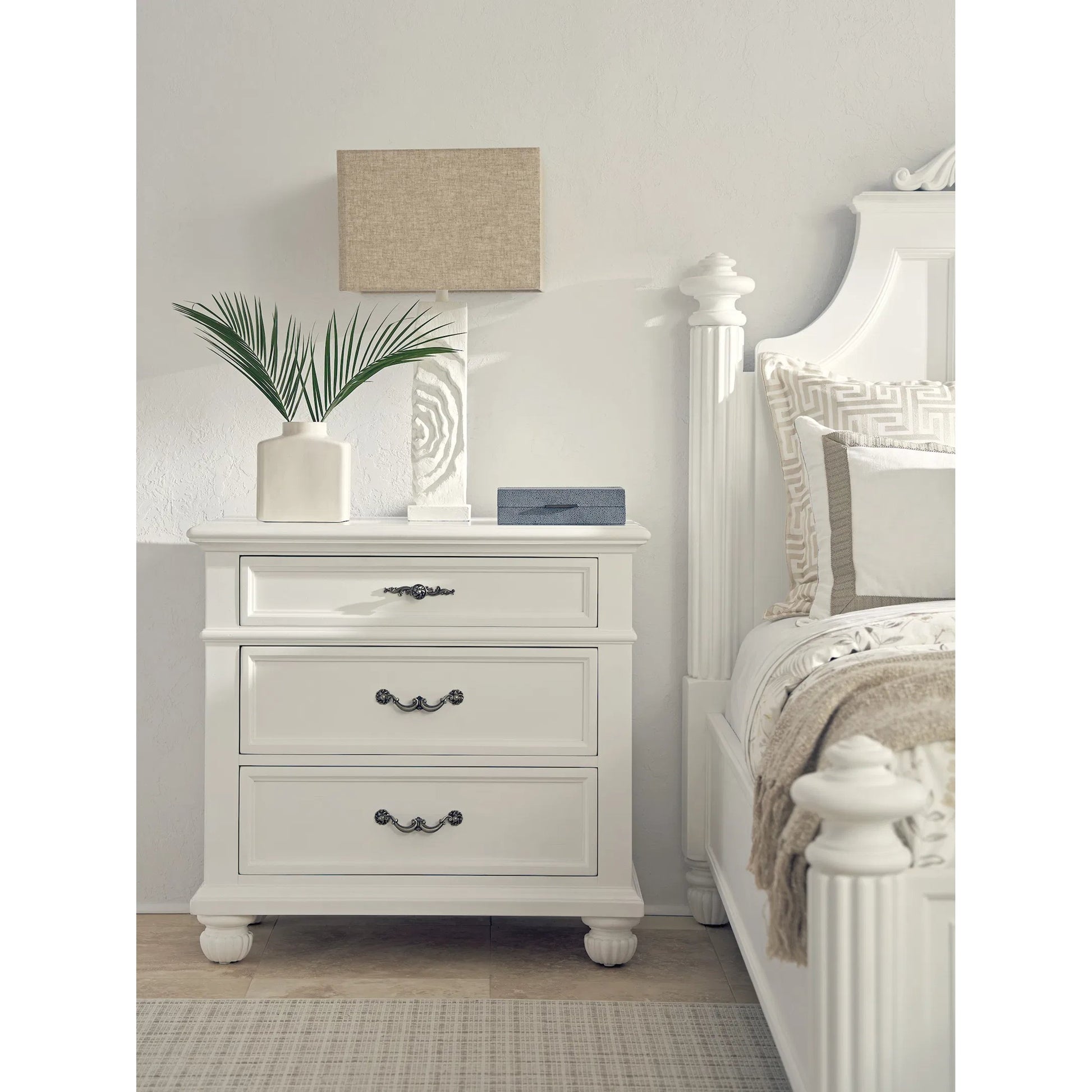 Caruso Nightstand by Barclay Butera in polo mallet white. Made from unique in a unique style.