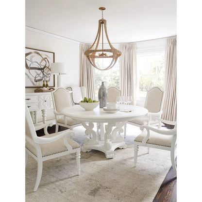 Modena Round Dining Table by Barclay Butera in polo mallet white. Made from unique in a traditional style.