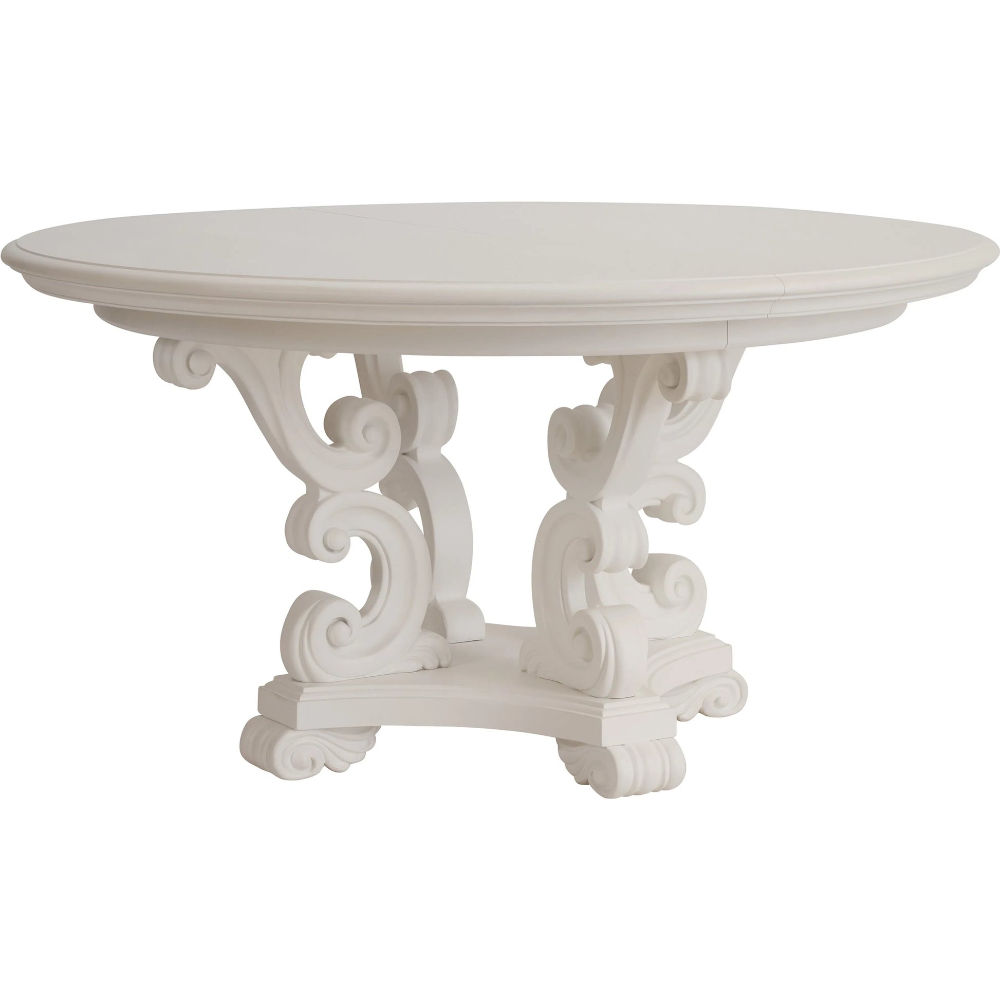 Modena Round Dining Table by Barclay Butera in polo mallet white. Made from unique in a traditional style.